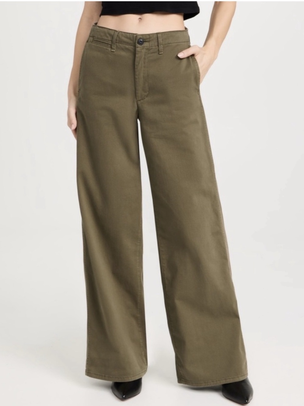 RAG & BONE • Sofie Wide leg chinos pants olive green Size 4